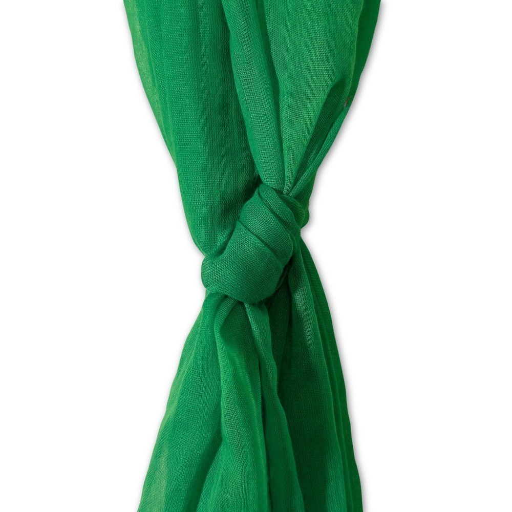 Sheer Green Scarf Fringed Edges Lightweight Fashion Accessory‎
